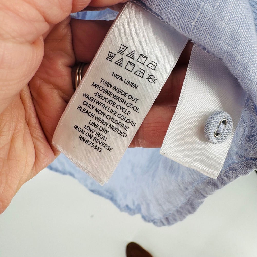 Sigrid Olsen Light Blue Linen Tunic Size XL Babydoll Coastal Lagenlook Drapey - Picture 6 of 7
